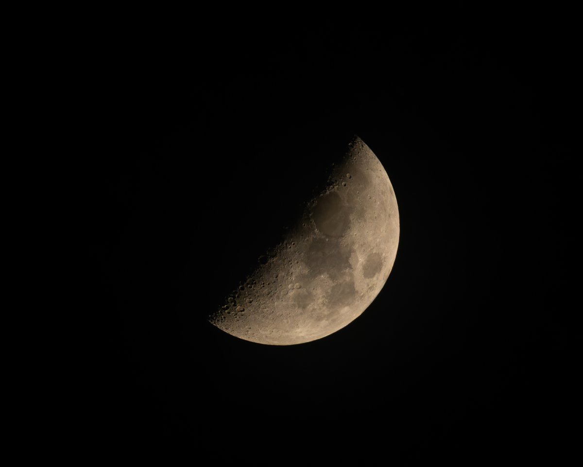 First-quarter Moon photographed in September 2026; more than eyepiece detail.