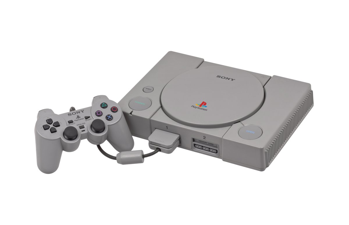 Original PlayStation with controller.
