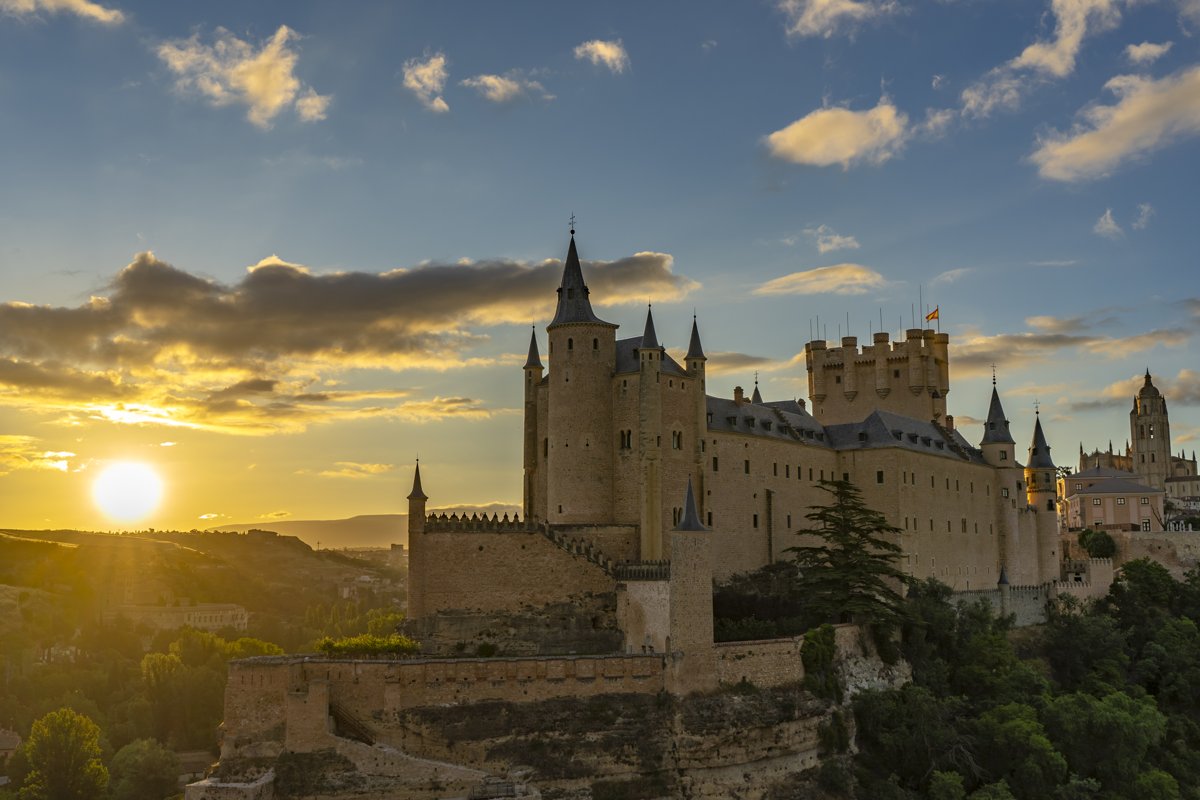 The Alcázar’s towers at sunset.
