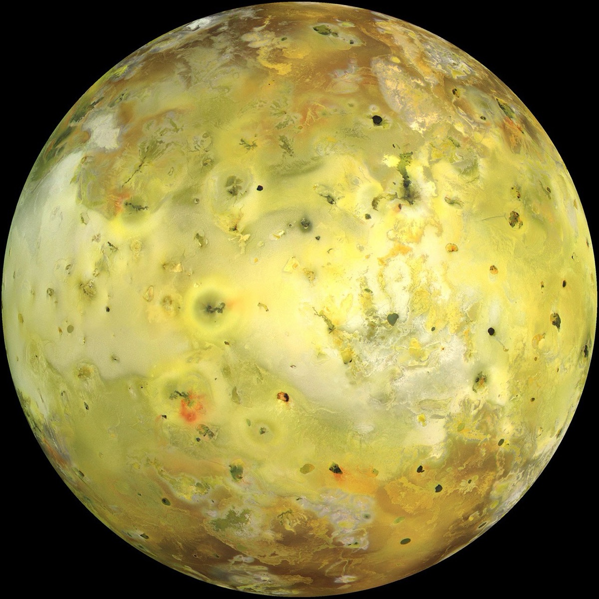 Io in a Galileo true-color composite. NASA/JPL/University of Arizona.