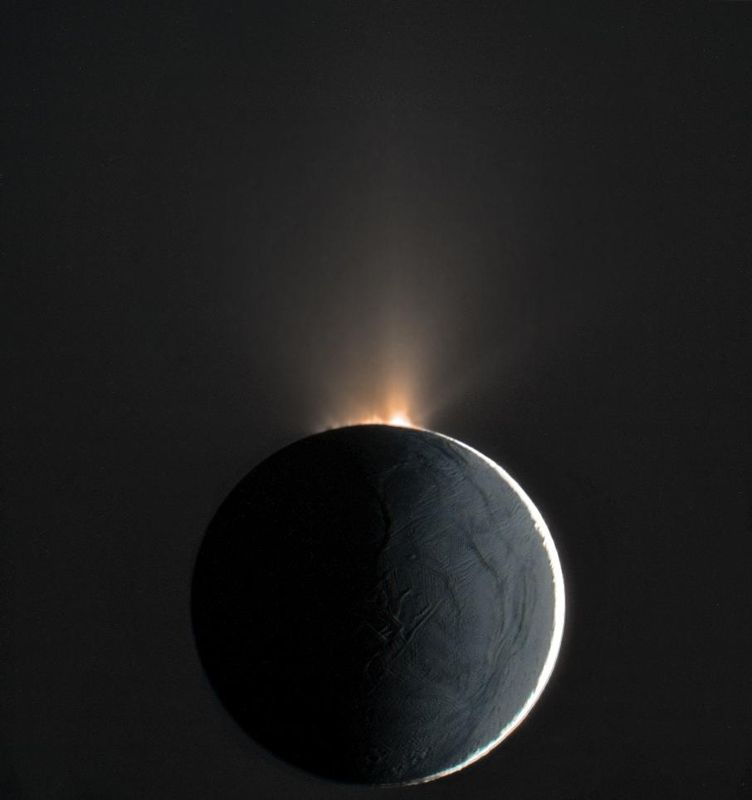 Cassini image of Enceladus’s plumes, processed by the credited creator.