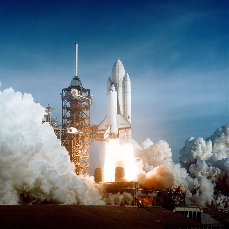 Columbia during the STS-1 launch.